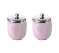 BIA International - Porcelain Egg Coddler - Set of 2 Celadon Pink Egg Poachers with an Embossed Fluted Design, Kitchen Utensil and Egg Multi Cooker, Gift Boxed Packaged