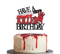 BIABISD Halloween Birthday Cake Topper, Hallowe'en Themed birthday Cake Decorations, Halloween Horror birthday cake Pick Decor for Bloody Horror Theme cake Decoration Birthdays Party Supplies