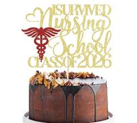 BIABISD I Survived Nursing School Cake Topper, Class of 2026 Nurse Graduation Decorations,Congrats Nursing School Survivor Decor, Congrats Nurse RN, Nursing School Graduation Party Supplies