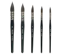 Biaelk 34RQ Professional Handmade Watercolor Paint Brushes Set,5PCS Size #1#2#4#6#8 Round Quill Soft Squirrel Mix Hair ,Fine Tips, Short Handles Brushes for Professional Artists Watercolor&Wash&Mop