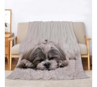 BIAFRA Lhasa Apso Blanket Cute Fluffy Throw Blanket for Beds Sofas, Soft Warm Fleece Blankets and Throws, Single Size 130x150cm