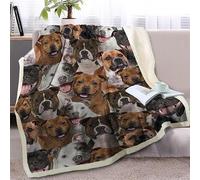 BIAFRA Staffordshire Bull Terrier Blanket Animals Fluffy Throw Blanket for Bed Sofas, Soft Warm Fleece Blankets and Throws, Extra Large, Super King Size 230x270cm