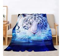 BIAFRA White Tiger Blanket Beasts Fluffy Throw Blanket for Bed Sofas, Soft Warm Fleece Blankets and Throws, Extra Large, Super King Size 230x270cm
