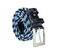 Biagiotti Braided Elastic Belt, Men and Women, with Genuine Leather Inserts and Gift Box