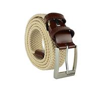 Biagiotti Braided Elastic Belt, Men and Women, with Genuine Leather Inserts and Gift Box