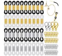 BIAHOTUR Eyeglass Chain Ends, Eyeglass Chain Connector, 200 Pieces Adjustable Spring Rubber Ends Connectors, 100 Lobster Clasp for Glasses Strap, Glasses Holder, Sunglasses strap, Face mask Connector,