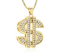 BIAIHQIE Cremation Jewelry Dollar Sign Urn Necklace for Ashes for Women/Men Ashes Keepsake Memorial Jewelry for Ashes-Gold