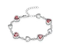 BIAIHQIE Cremation Jewelry for Ashes Birthstone Heart Urn Bracelet Keepsake Loved Ones Memorial Gift for Women Girl-Silver-Red