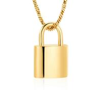 BIAIHQIE Cremation Jewelry Padlock Urn Necklace for Ashes Keepsake Memorial Urn Jewelry for Human/Pet Ashes-Gold