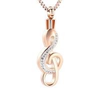 BIAIHQIE Cremation Jewelry Urn Necklace for Ashes Music Note Ashes Keepsake Pendant Memorial Urn Jewelry for Women-Rose gold