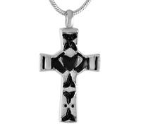 BIAIHQIE Embrace the cross of love, God bless me with simple style men's and women's jewelry, cremation jewelry pendant, stainless steel-Steel black