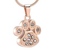 BIAIHQIE Pet Paw Urn Necklace for Ashes Pet Memorial Jewelry Stainless Steel Ashes Keepsake Memorial Jewelry-Rose gold