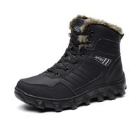 BIAJIAZHUA Outdoor Snow Boots for Men Waterproof, Winter Boots with Warm Fur Lined,Comfortable Anti-Slip Mens Snow Shoes for Hiking and Snow Trekking Trails(Black,9 UK)