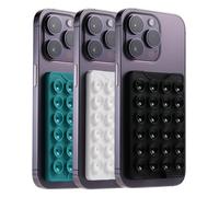 BIAJIYA Suction Phone Wallet for Back of Phone Case 3Pcs, White/Black/Green | Silicone Suction Phone Card Holder Adhesive Mount, Up to 3 Cards, Octo Cup Buddy Wallet for Cellphones, Videos & Selfies