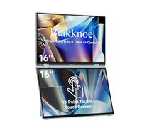 Biakknoe 16" Portable Dual Monitor Touchscreen, 1920x1200 FHD Laptop Screen Extender with USB-C/HDMI, Plug & Play Foldable Portable Monitor for Laptop/Mac/PC/Phone/Windows, VESA Mountable