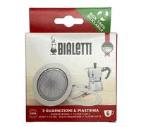 Bialetti 3 Replacement Seals and 1 Filter for 6 Cup Moka Express Blister Pack