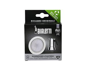 Bialetti 413329 1 SILIC Gasket+1FILTER 4 Cup Coffee Maker Spare Parts TZ.4 INOX, Polyester, Black