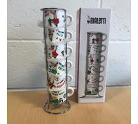 Bialetti 6 Moka Cups Cartoon Character Design Stackable 60ml - Designed In Italy