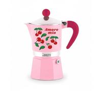 Bialetti Amore Mio Rainbow 3-Cup Moka Pot, Red with Cherries, Aluminum, 130 ml, Manual Espresso Preparation