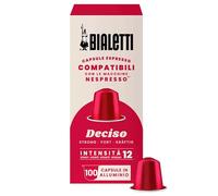 Bialetti Espresso Capsules Compatible with Nespresso Original - Italian Single Serve Pods, Deciso Roast (Pack of 100)