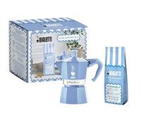 Bialetti Moka Express Aluminium Coffee Maker Set 3 Cups Turquoise with Almond Ground Coffee 250 g Almond Flavoured