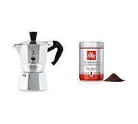Bialetti Moka Express Aluminium Stovetop Coffee Maker (2 Cup), 8x11x11 cm & illy Coffee, Classico Filter Coffee, Medium Roast, 100% Arabica Coffee Beans, 250g