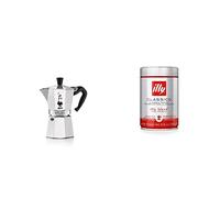 Bialetti Moka Express Aluminium Stovetop Coffee Maker (9 Cup) & illy Coffee, Classico Ground Coffee for Moka Pots, Medium Roast, 100% Arabica Coffee Beans, 250g