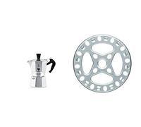 Bialetti Moka Express Espresso Maker, 2 Cup,Silver & KitchenCraft Galvanised Iron Gas Ring Reducer, 12 cm (4.5”)