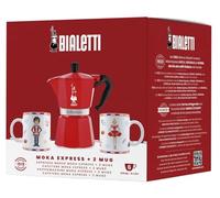 Bialetti Moka Express Iconic Italian Stovetop Espresso Maker (Red, 6 Cups Bundle)