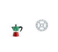 Bialetti Moka Express Italia Collection (Tricolor), 3 cup coffee maker, Aluminum, Green/Red & KitchenCraft Gas Ring Reducer Trivet