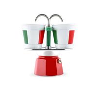 BIALETTI | Moka Mini Express Tricolor 2 Cups Coffee Maker + 2 Glasses Italy 0007