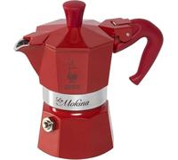Bialetti Mokina Rossa, Moka Express Half Cup, Wonderland Collection | Coffee Maker ½ Coffee Red Handle