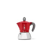 Bialetti New Moka Induction InBialetti Moka Induction Stovetop Coffee Maker (3 cup) - Redduction Coffee Pot, 4 Cups, 150 ml, Aluminium, Red