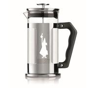 Bialetti Preziosa coffee press, French press filter for coffee or tea, stainless steel body and borosilicate glass container, dishwasher safe, 350 ml, for 3 cups