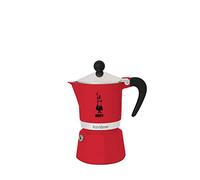 Bialetti Rainbow Caffettiera Colorata, Alluminio, Rossa, 3 Tazze,Red,30 x 20 x 15 cm