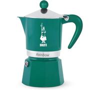 Bialetti Rainbow Moka Pot, Green, 3 Cups, Aluminum, Manual, Espresso Coffee Maker, Classic Design