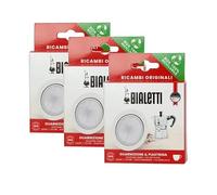 BIALETTI Set of 3 Packs with 3 Gaskets and 3 Filter Plates for Moka Induction, Barley Express and Brikka | Choose Size