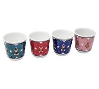 Bialetti Set of 4 Colourful Coffee Cups Design with Joyful Memories Bears in Ceramic 70 ml Washable