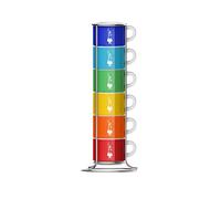 Bialetti TAZZ110 Six Stackable Cups, Multicoloured, Porcelain