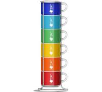 Bialetti TAZZ110 Six Stackable Cups, Multicoloured, Porcelain