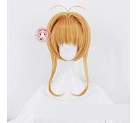 Biamoxer Card Captor Sakura CLEAR CARD Kinomoto Sakura Blonde Brown Cosplay Wig Party Wigs Cosplay Full Wig free CAP One Size Champagne