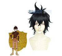 Biamoxer New Black Clover Yuno Men Cosplay Wigs Short Black Heat Resistant Synthetic Hair Perucas Cosplay Wig One Size