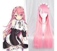 Biamoxer Ram Rem Wigs Re:Life in a different world from zero Cosplay Wig Pink Blue 80cm Long Straight Synthetic Hair for Adult Pink