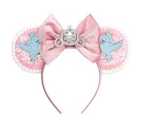 Bianbaistar Pink Sequined Mouse Ear Headband with Pumpkin Coach & Blue Birds - Theme Parks and Parties