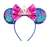 bianbaistar Royal Blue Sequin Mouse Ears Headband, Embroidered Floral Crown Accents for Fairytale Parties & Theme Parks