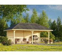 Bianca 108 (6x3m | 16.6m2) Double Gazebo With Solid Back Wall