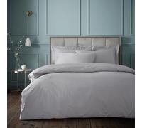 Bianca 180 Thread Count Egyptian Cotton Double Duvet Cover Set with Pillowcases Silver Grey