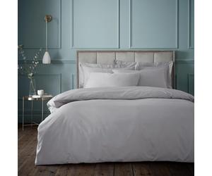Bianca 180 Thread Count Egyptian Cotton Single Duvet Cover Set with Pillowcase Silver Grey
