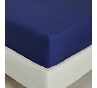 Bianca Fine Linens Bedroom 200 Thread Count Cotton Percale Double Fitted Sheet 32cm Depth Navy