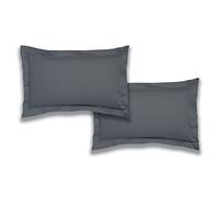 Bianca 200 Thread Count Cotton Percale Oxford Pillowcase Pair Charcoal